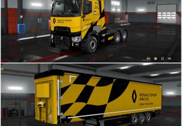 Мод Скин «Renault Sport Racing» для Renault T Range и своего прицепа v1.0 для Euro Truck Simulator 2 (v1.35.x)