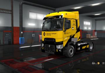 Мод Скин «Renault Sport Racing» для Renault T Range и своего прицепа v1.0 для Euro Truck Simulator 2 (v1.35.x)