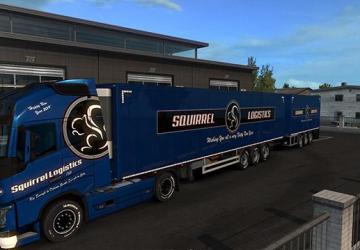 Мод Скин «Squirrel Logistics Combo 2019» для прицепа и Volvo FH16 2012 v1.0 для Euro Truck Simulator 2 (v1.32.x, 1.33.x)