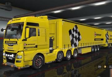 Мод Скинпак «Dunlop Motorsport» для грузовиков и своего прицепа v1.0 для Euro Truck Simulator 2 (v1.32.x, - 1.35.x)