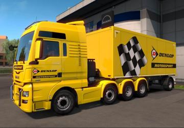 Мод Скинпак «Dunlop Motorsport» для грузовиков и своего прицепа v1.0 для Euro Truck Simulator 2 (v1.32.x, - 1.35.x)