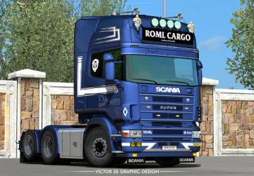 Мод Скинпак «ROML Cargo» для Scania R 4-series RJL и Krone Flatbed v1.0 для Euro Truck Simulator 2 (v1.32.x, - 1.34.x)