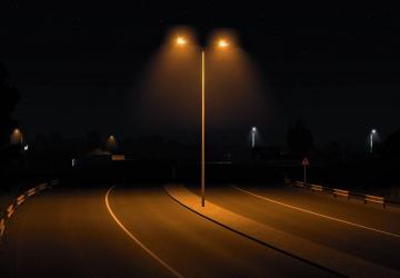 Мод Street Lamps with Fog версия v1.0 для Euro Truck Simulator 2 (v1.44.x)