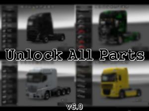 Мод Unlock All Parts Truck & Trailers версия 6.0 для Euro Truck Simulator 2 (v1.27.x)