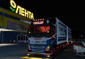 Мод Volvo FH16 Tandem Flower Line версия 7.0 для Euro Truck Simulator 2 (v1.58.x)