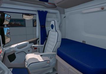 Мод White Blue Interior for Scania S&R версия 1.0 для Euro Truck Simulator 2 (v1.33.x)