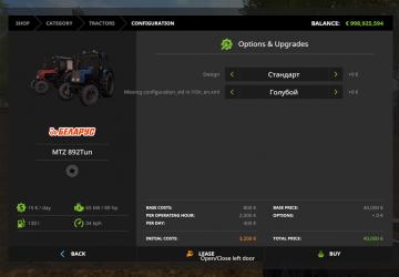 Мод Мтз 892 Тюнинг - Переработка версия 1.1 для Farming Simulator 2017 (v1.5.3.1)