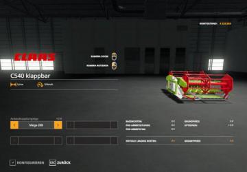 Мод Claas C540 версия 1.0 для Farming Simulator 2019 (v1.5.1.0)