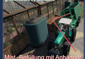 Мод Greenhouses Manure Trailer Filling версия 1.3.0 для Farming Simulator 2019 (v1.3.х)