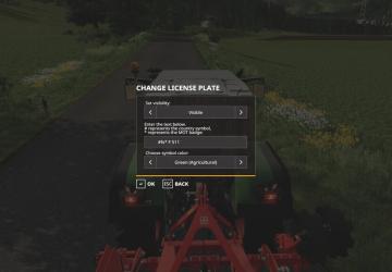 Мод License Plates версия 1.1.0.1 для Farming Simulator 2019