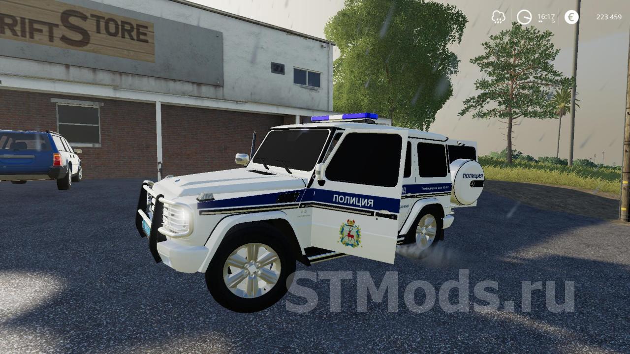 Скачать мод Mercedes-Benz G55 AMG Полиция версия 1.0 для Farming Simulator  2019 (v1.5.1.0)