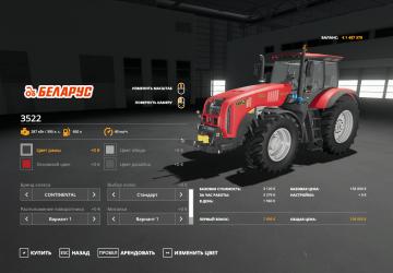 Мод МТЗ БЕЛАРУС-3522 версия 1.0.0.1 для Farming Simulator 2019 (v1.7x)