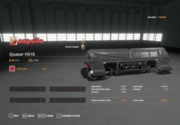 Мод QUASAR HS16 версия 1.0.0.0 для Farming Simulator 2019 (v1.1.0.0)