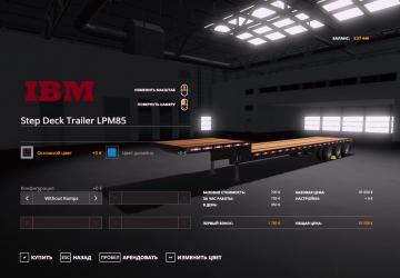 Мод Step Deck Trailer IBM LPM85 версия 1.0.0.0 для Farming Simulator 2019 (v1.6.x)