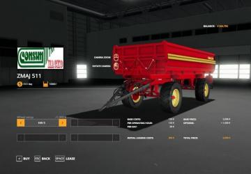 Мод ZMAJ 511 TRAILER версия 1.0 для Farming Simulator 2019