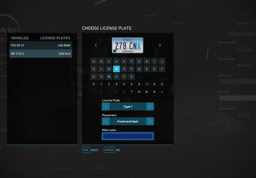 Мод License Plate Manager версия 1.0.0.1 для Farming Simulator 2022
