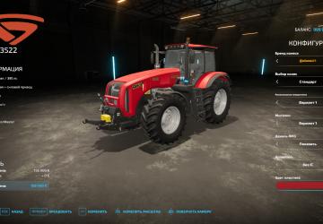 Мод МТЗ БЕЛАРУС 3522 версия 1.0.0.0 для Farming Simulator 2022 (v1.9x)