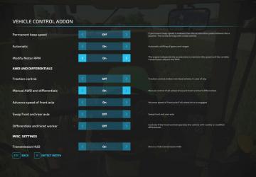 Мод Vehicle Control Addon версия 1.2.0.0 для Farming Simulator 2022 (v1.8.x)
