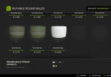Мод Buyable round bales версия 1.0.0.0 для Farming Simulator 2025