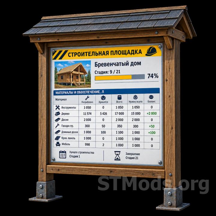 Construction Progress Display — информационный стенд для строек v0.10.2.1 для Farming Simulator 2025 (v1.21.0)