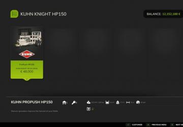 Мод Kuhn Knight HP150 версия 1.0.0.0 для Farming Simulator 2025