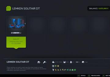 Мод Lemken Solitair DT версия 1.0.0.0 для Farming Simulator 2025
