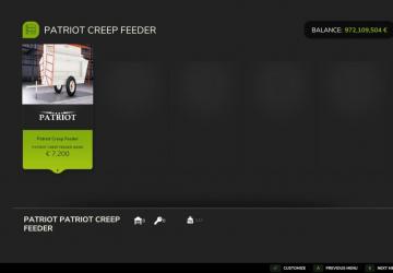 Мод Patriot Creep Feeder версия 1.0.0.0 для Farming Simulator 2025