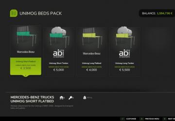 Мод Unimog Beds Pack версия 1.0.0.0 для Farming Simulator 2025
