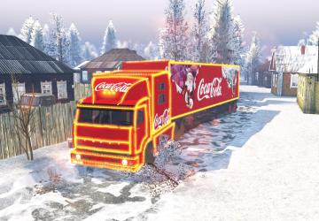 Мод КамАЗ Риат-54112М Новогодний (Coca-cola) версия 1.1 для SpinTires (v03.03.16)