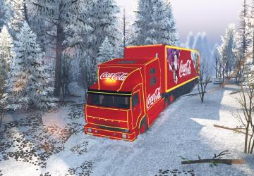 Мод КамАЗ Риат-54112М Новогодний (Coca-cola) версия 1.1 для SpinTires (v03.03.16)
